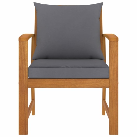 Chaises de jardin lot de 2 avec coussin gris foncé bois acacia