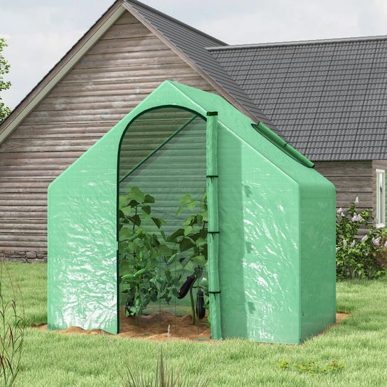 Serre de jardin en acier et polyéthylène 180 x 100 x 168 cm verte porte zippée et aération - comfortxl outdoor living