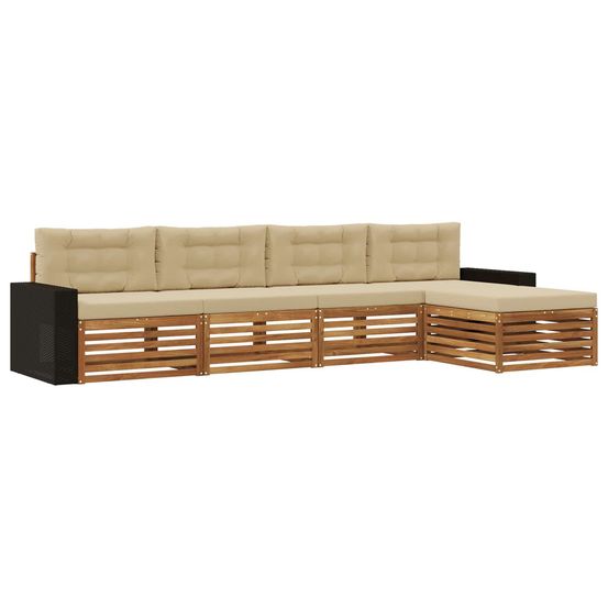 Ensemble de canapés d'extérieur 5 pc naturel et beige polyester