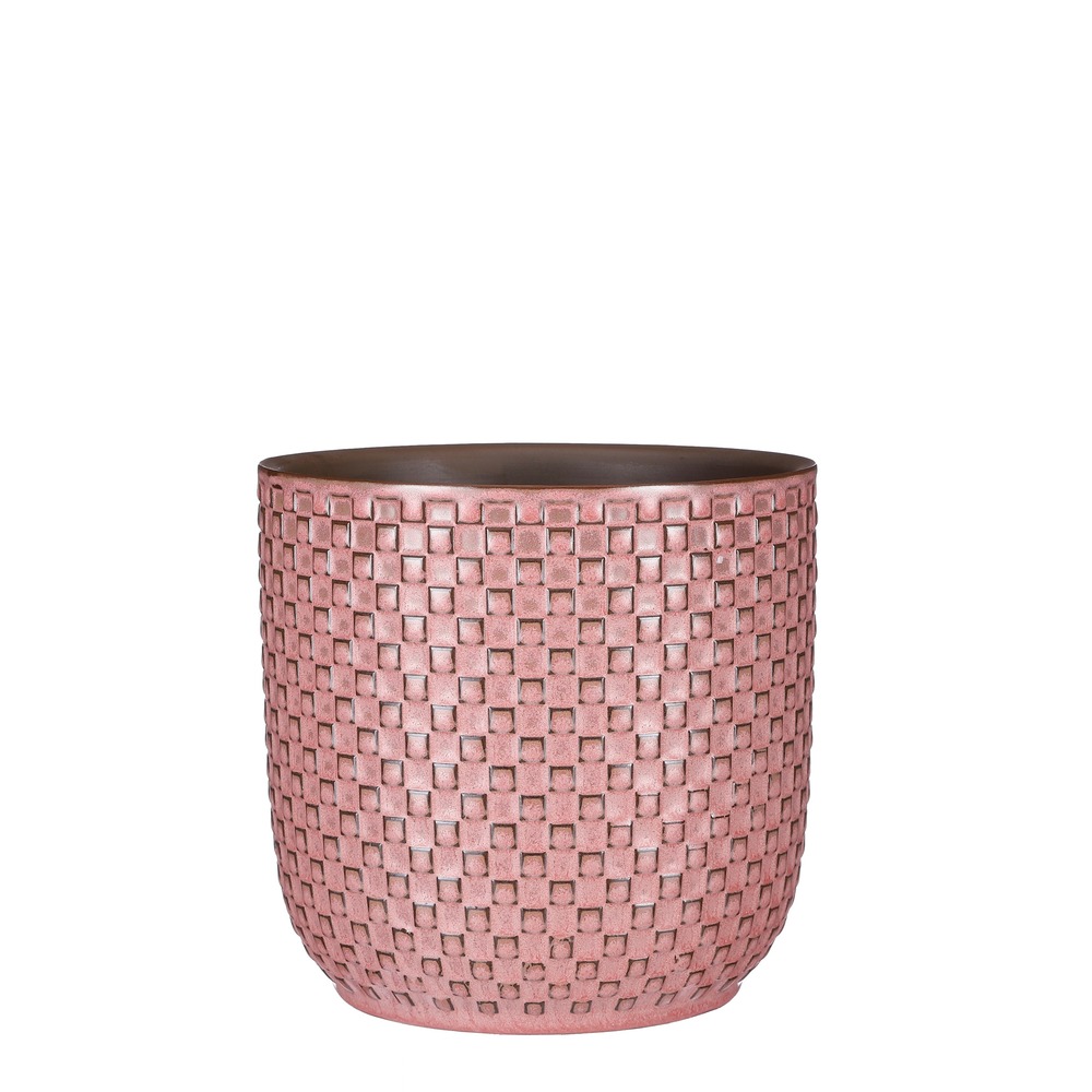 Mica decorations - cache-pot en céramique rose clair d19,5