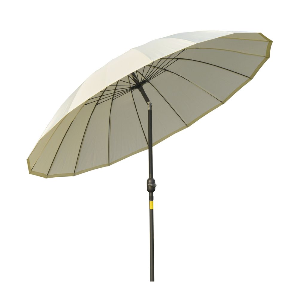 Parasol inclinable rond avec manivelle métal fibre de verre ø 2,55 m polyester haute densité beige
