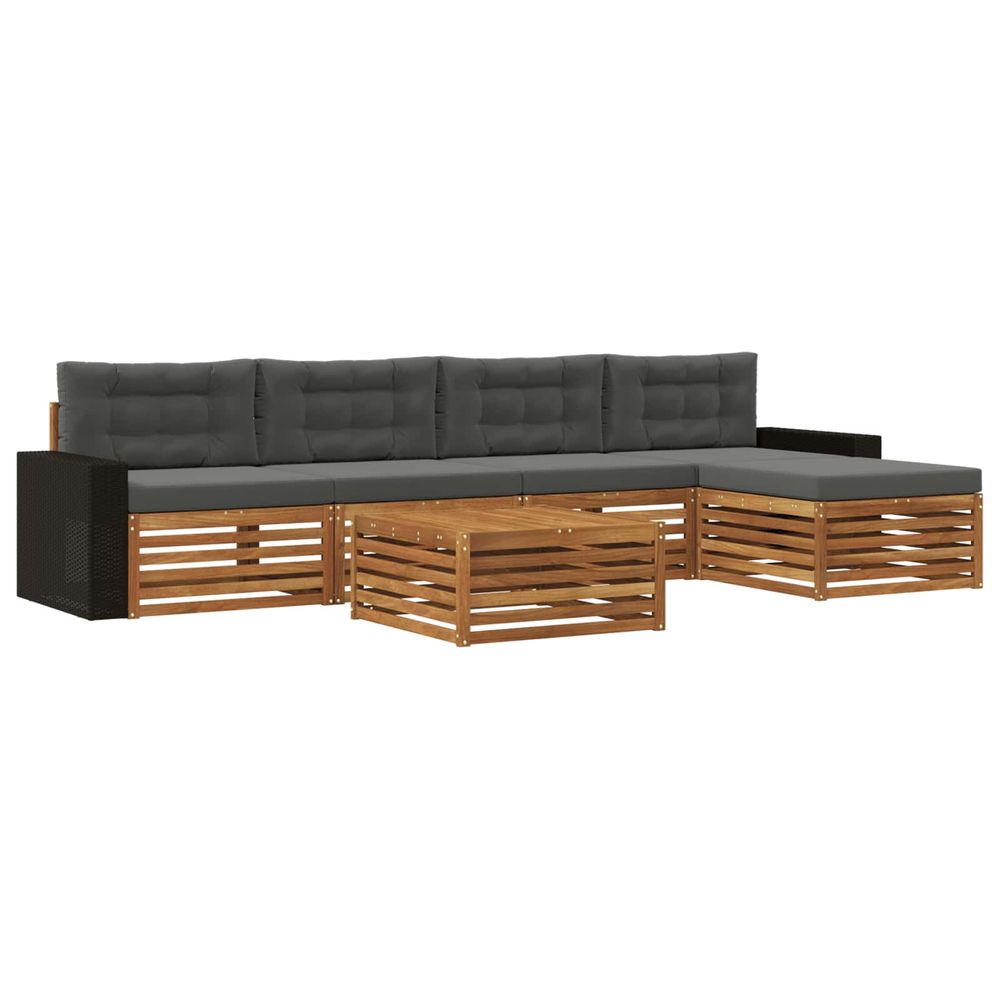 Ensemble de canapés d'extérieur 6 pc naturel et anthracite