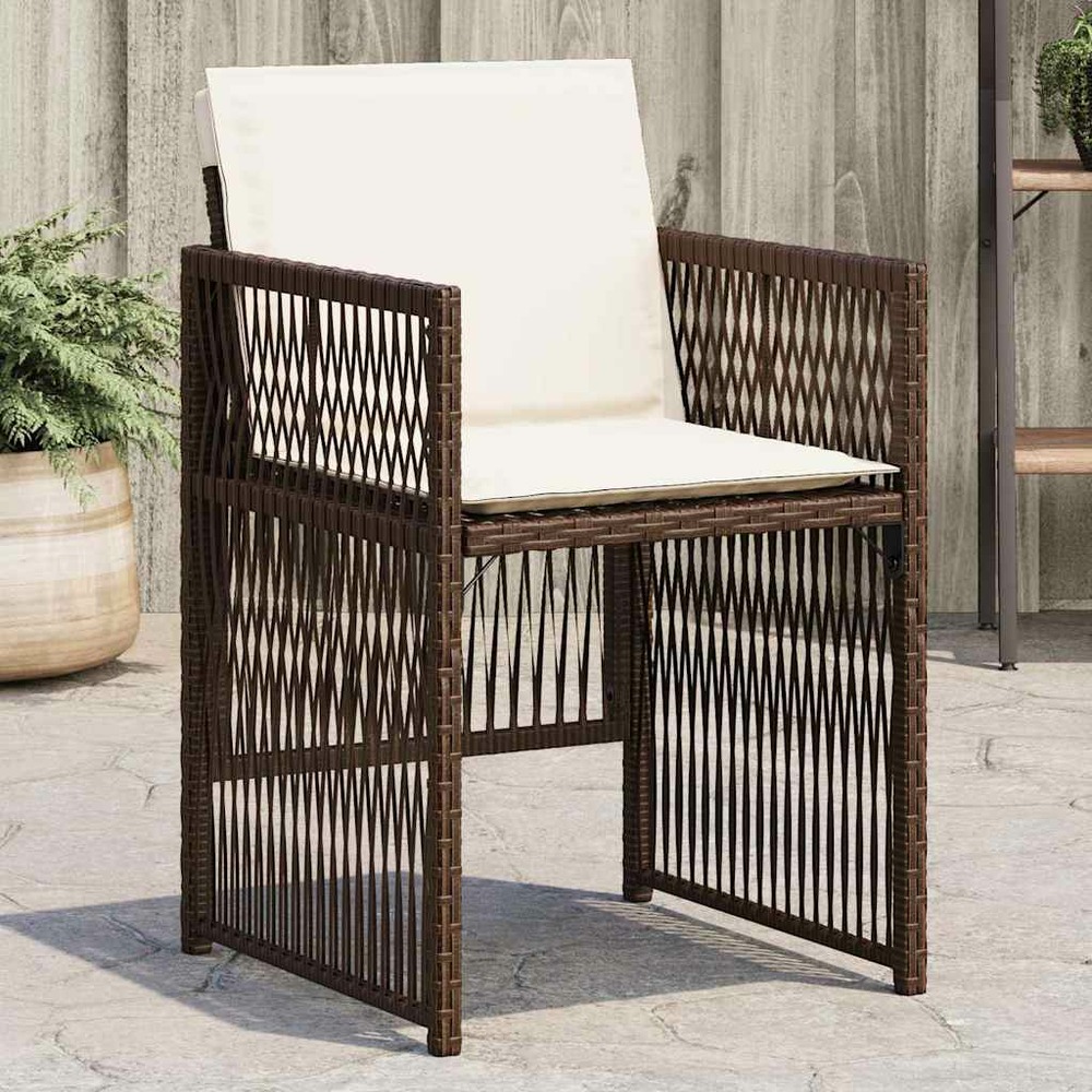Chaises de jardin avec coussins lot de 4 marron résine tressée
