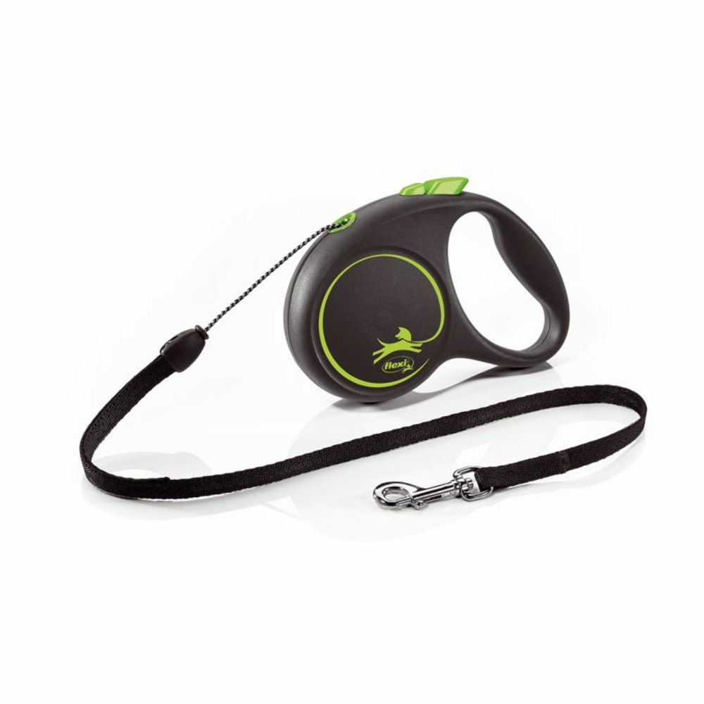 Laisse black design s cord 5m black/ green flexi fu12c5-251-s-cg