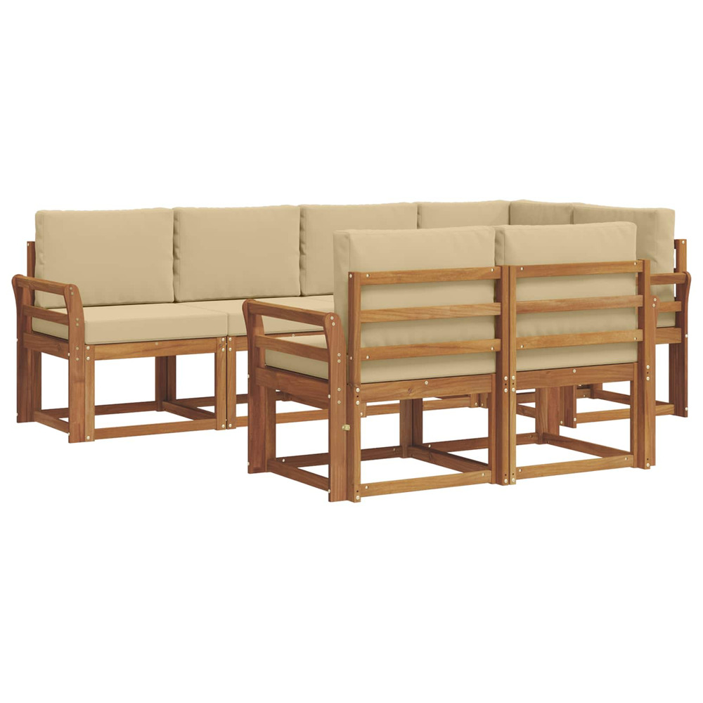 Ensemble de canapés d'extérieur 7 pcs naturel et beige