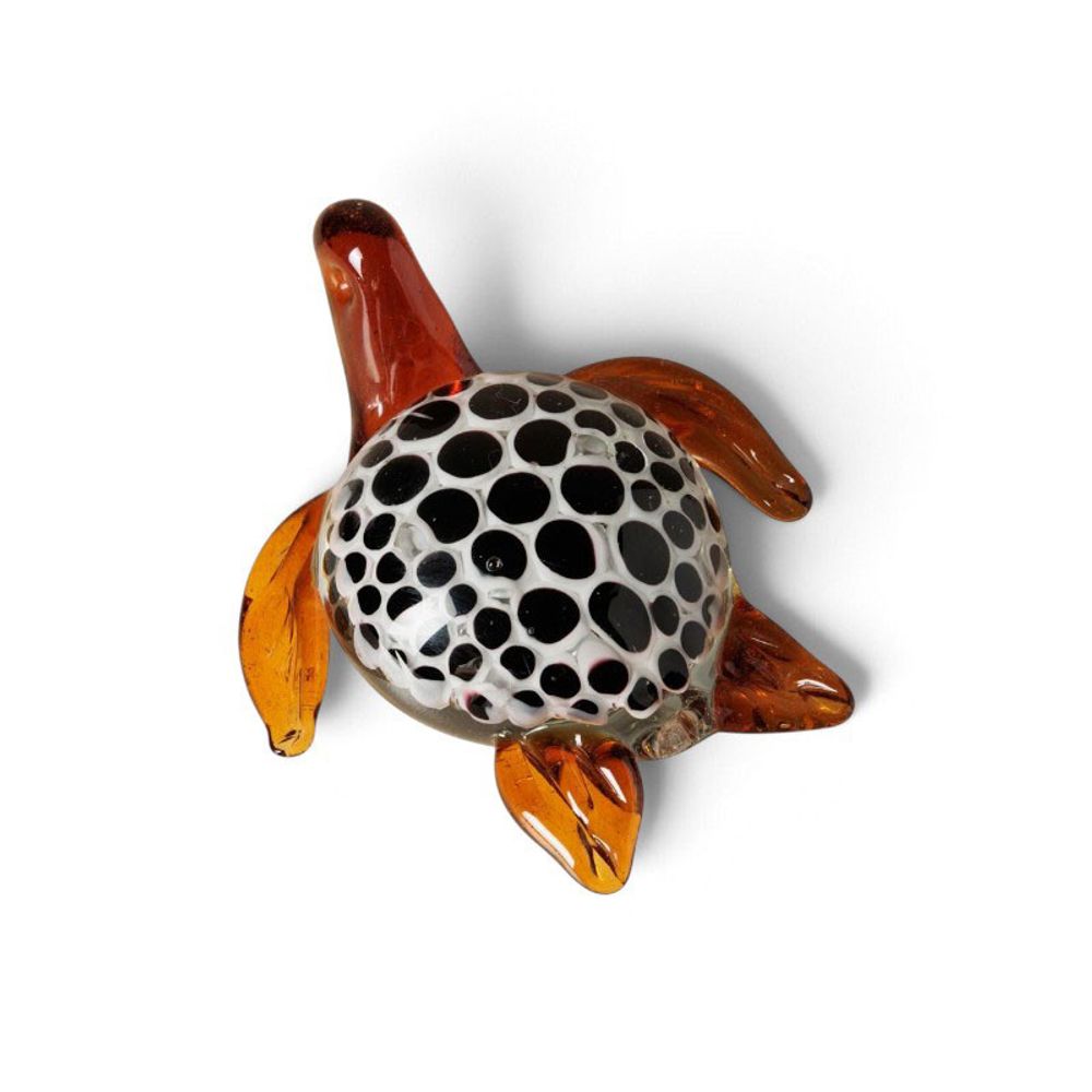 Statuette tortue à pois verre 7x16x13cm