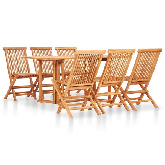 Ensemble à manger d'extérieur pliable 7 pcs bois solide de teck