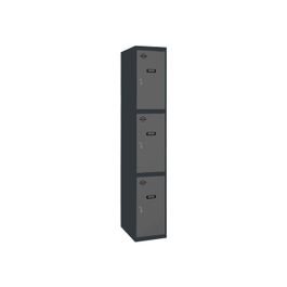 Casier Vestiaire Métallique 3 Portes - 1800x300x500 Mm - Gris/blanc - Serrure Intégrée - Garantie 5 Ans
