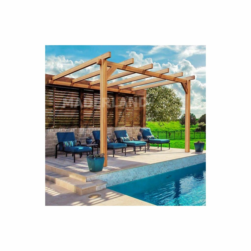 Pergola accolée en bois lamellé-collé andorra 400 x 400 cm