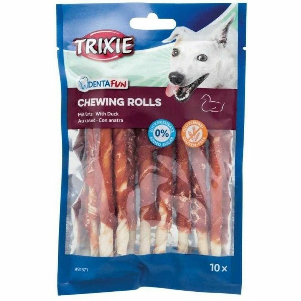 Snack pour chiens trixie denta fun duck chewing rolls canard 80 g