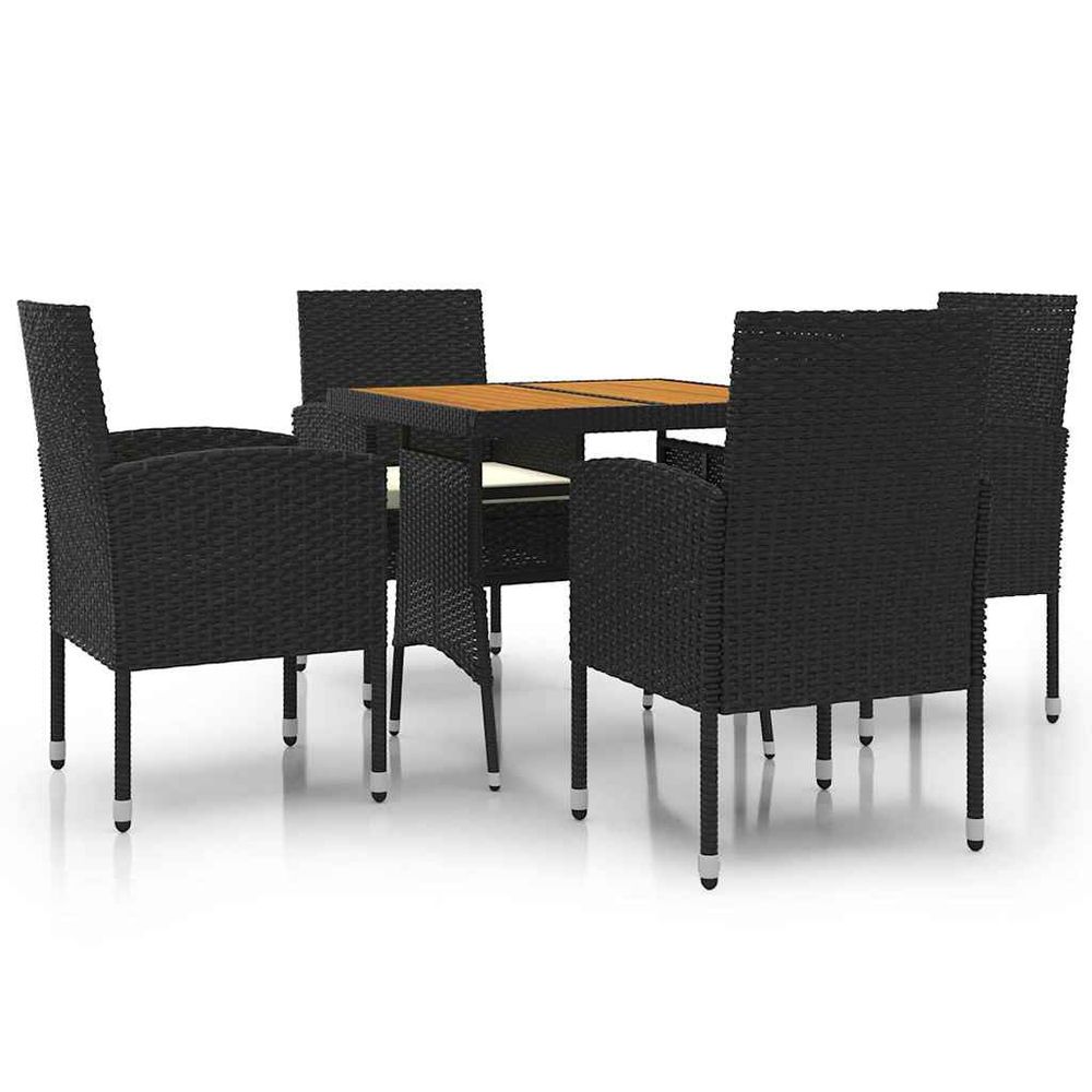 Ensemble à manger d'extérieur 5 pcs résine tressée noir
