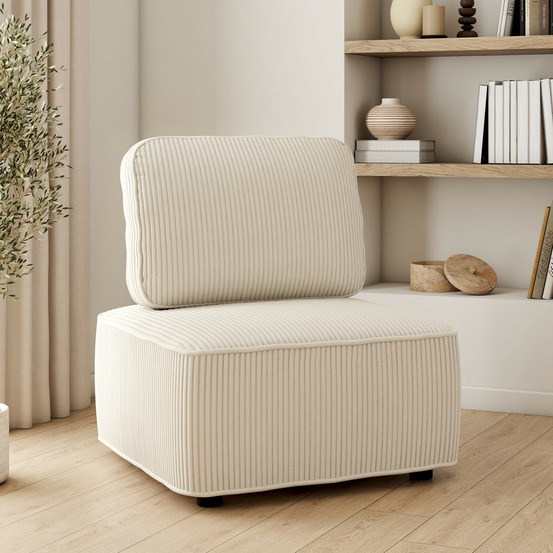 Module de canapé et fauteuil alfie en velours côtelé beige