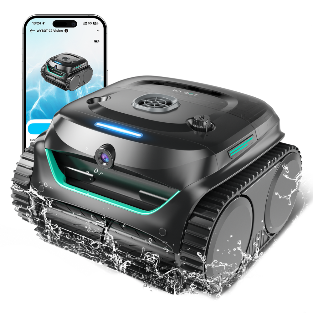 Wybot c2 vision - robot piscine sans fil avec smart vision, navigation intelligente, 8 modes de nettoyage, batterie longue durée