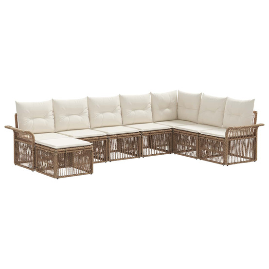 Ensemble de canapé de jardin 8 pcs beige polyrotin