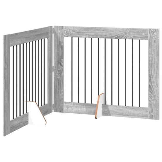 Porte de chien pliable avec supports 2 pcs sonoma gris 200,5 cm