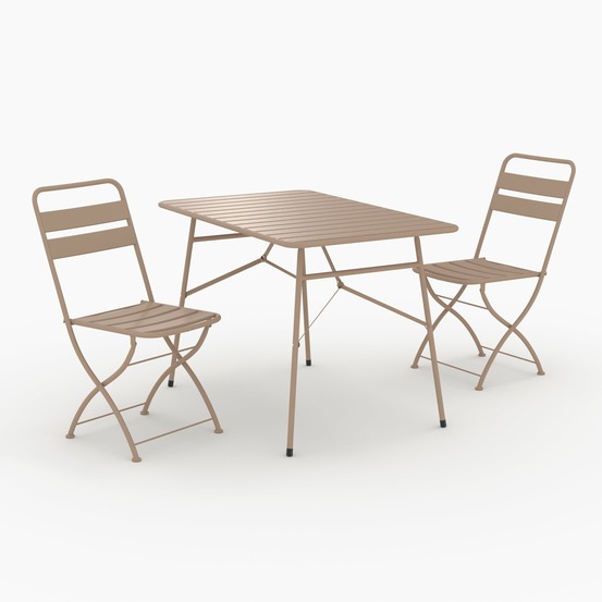 Yumi-table et chaises de jardin pliantes 4 personnes en métal taupe