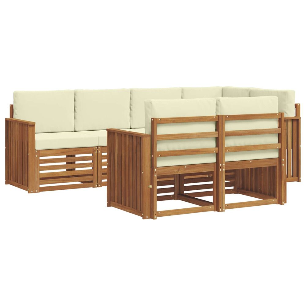 Ensemble de canapés d'extérieur 7 pc naturel et crème polyester
