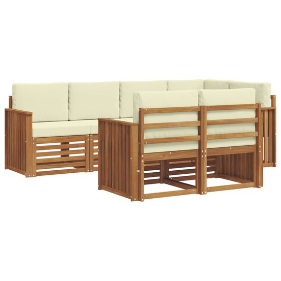 Ensemble de canapés d'extérieur 7 pc naturel et crème polyester