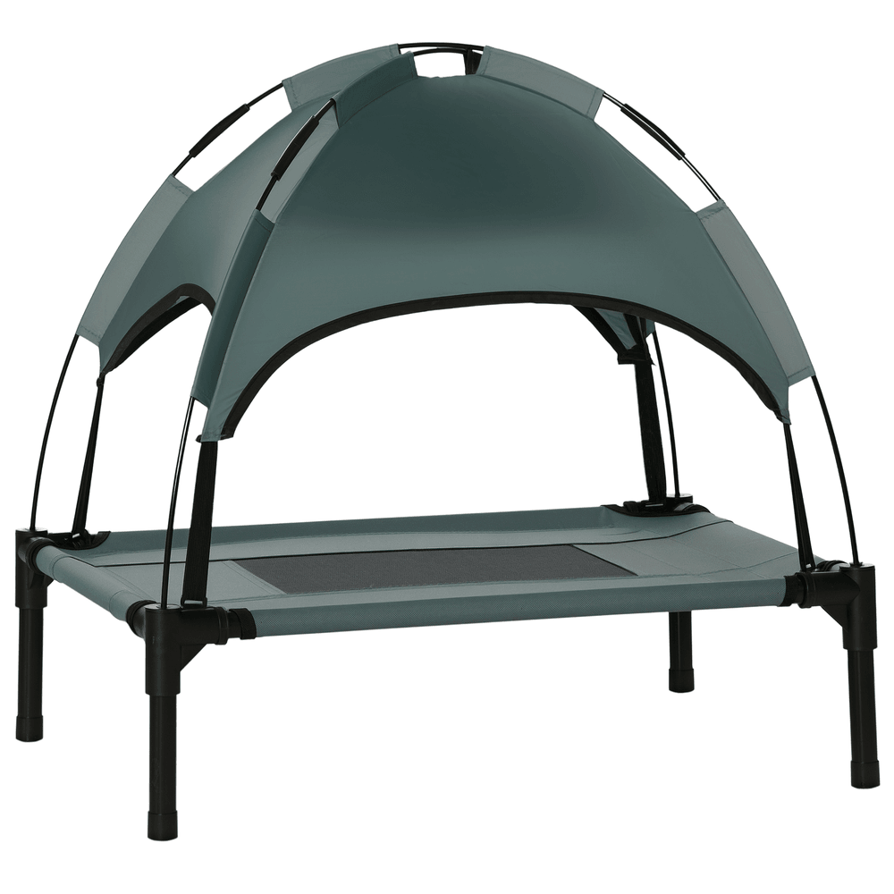 Lit de camp surélevé métal pour chien et chat couchage extérieur avec parasol 61cm gris - comfortxl outdoor living