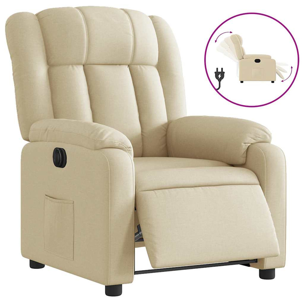 Fauteuil inclinable électrique crème tissu
