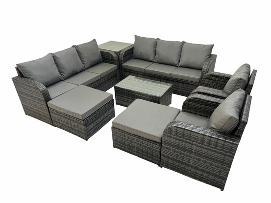 10 places ensemble de canapés en rotin avec canapé 3 places chaise inclinable 2 grand tabourets canapé 3 places table d'appoint