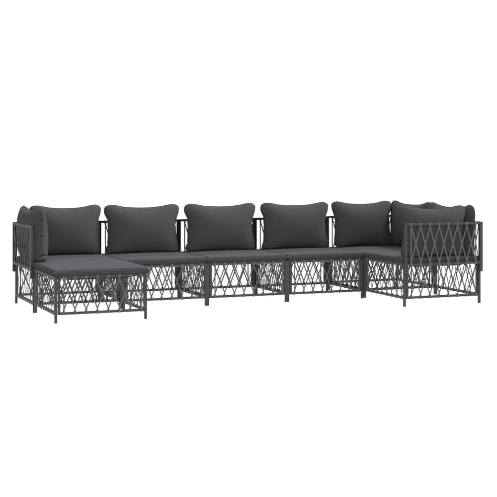 Salon de jardin meuble d'extérieur ensemble de mobilier 7 pièces avec coussins anthracite acier