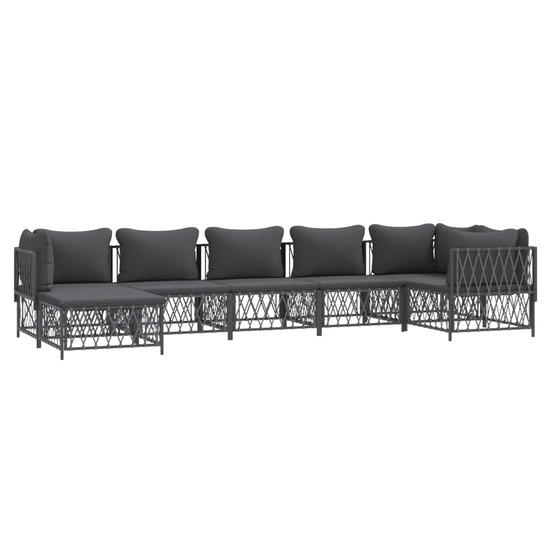 Salon de jardin meuble d'extérieur ensemble de mobilier 7 pièces avec coussins anthracite acier