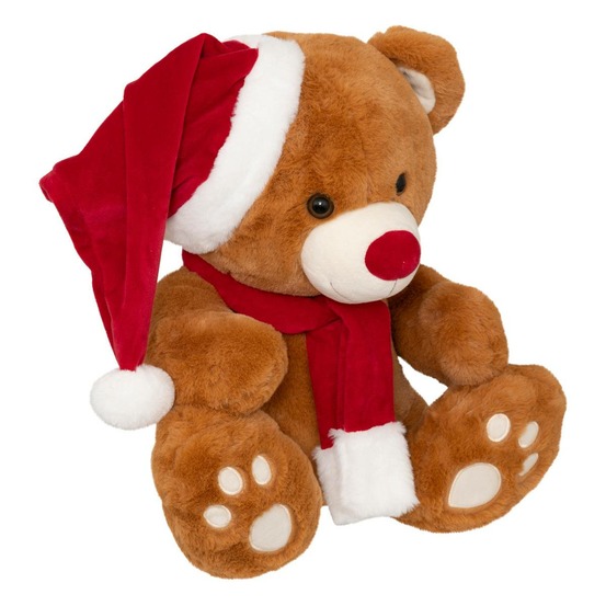 Peluche ours brun bonnet 48cm