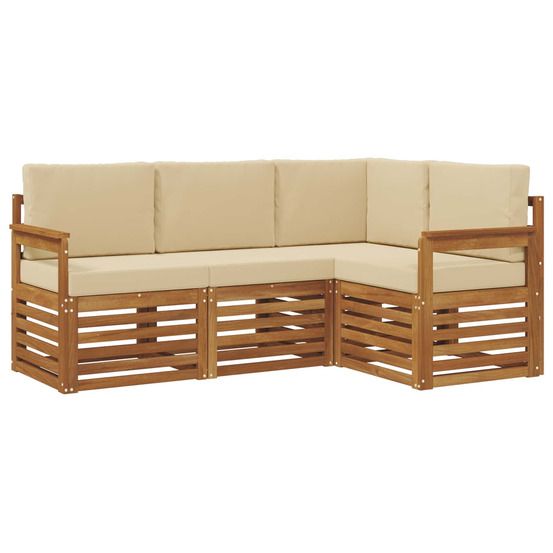 Ensemble de canapés d'extérieur 4 pc naturel et beige polyester