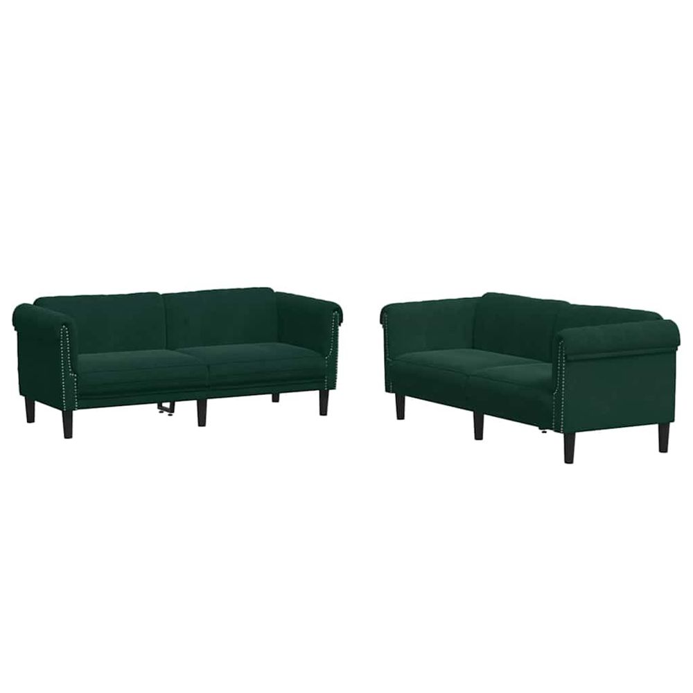 Ensemble de canapés 3 pcs vert foncé velours