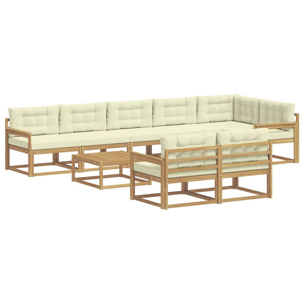 Ensemble de canapés d'extérieur 9 pc blanc et crème polyester