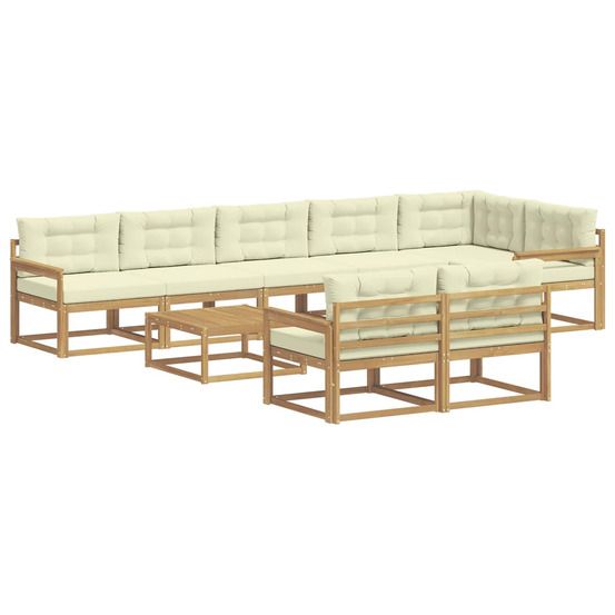 Ensemble de canapés d'extérieur 9 pc blanc et crème polyester