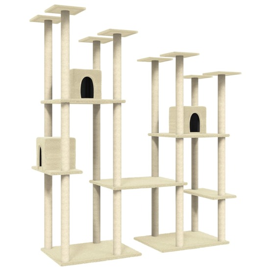 Arbre à chat meuble tour grimper jouet grattage grattoir escalade plateforme avec griffoirs en sisal 174 cm crème