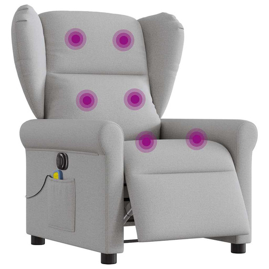Fauteuil de massage inclinable électrique gris nuage tissu