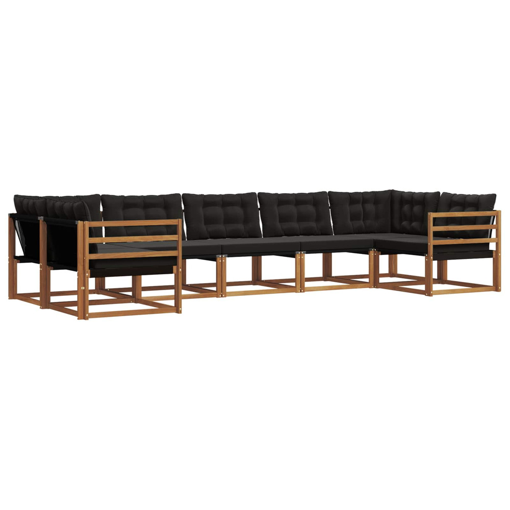 Ensemble de canapés d'extérieur 7 pcs naturel et noir