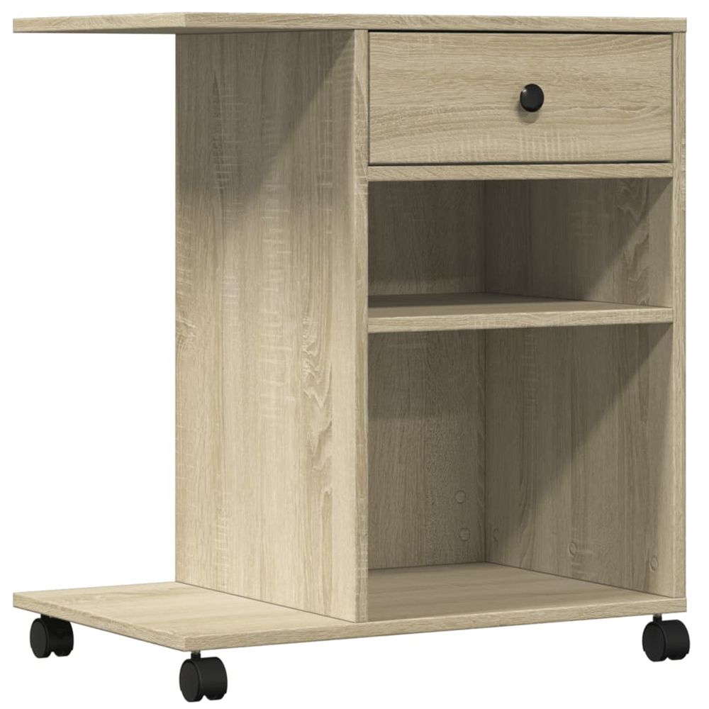 Support d'imprimante avec roulettes chêne sonoma 60x40x68,5 cm