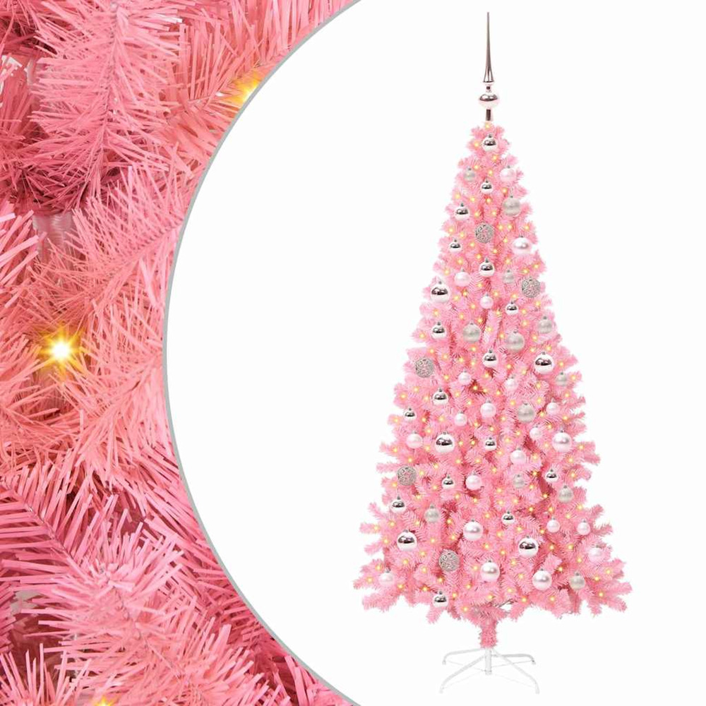 Sapin de noël avec 300 led avec support rose 180 cm pvc
