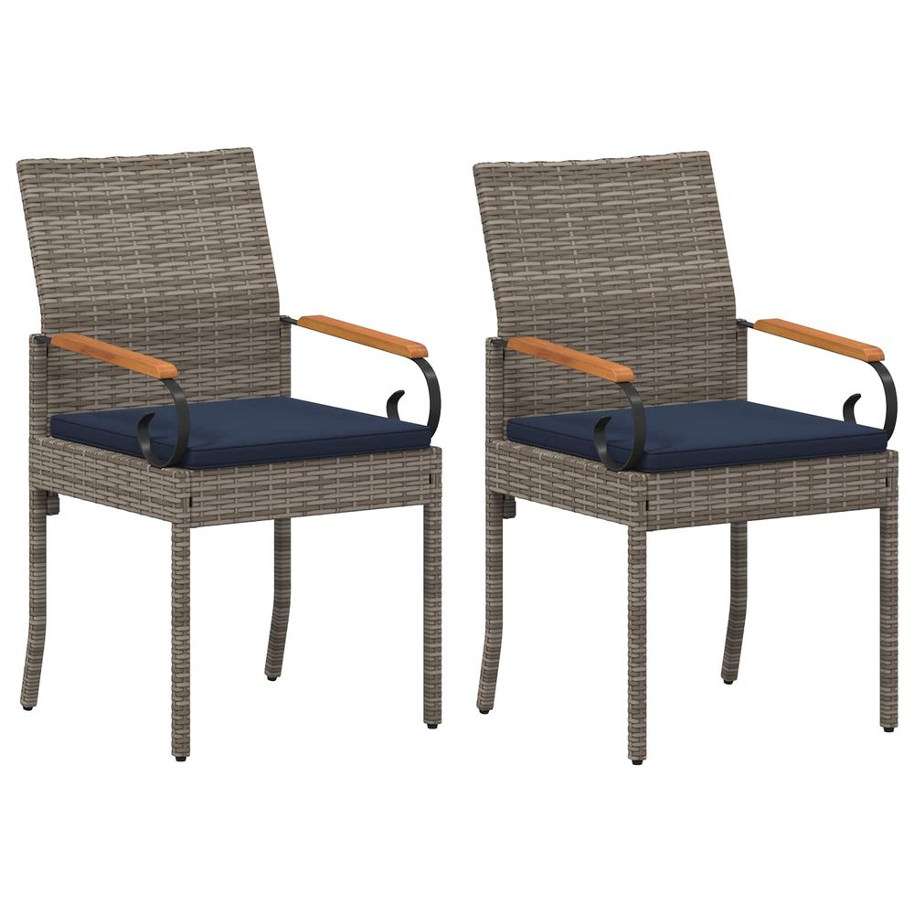 Chaises de jardin 2 pc gris et bleu marine