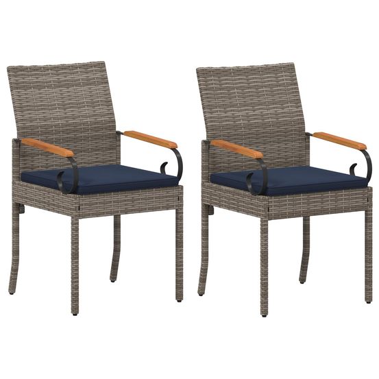 Chaises de jardin 2 pc gris et bleu marine