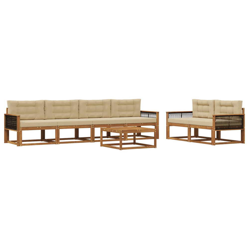 Ensemble de canapés d'extérieur 7 pcs naturel et beige
