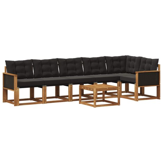 Ensemble de canapés d'extérieur 7 pc naturel et noir