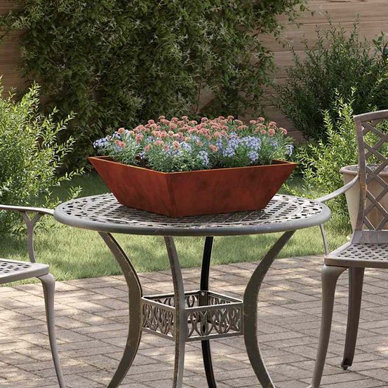 Jardinière bol en acier effet corten pour jardin rouillé 50 cm