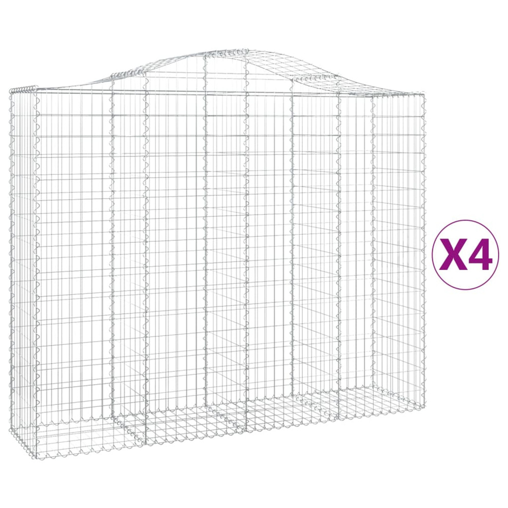Paniers à gabions arqués 4 pcs 200x50x160/180 cm fer galvanisé