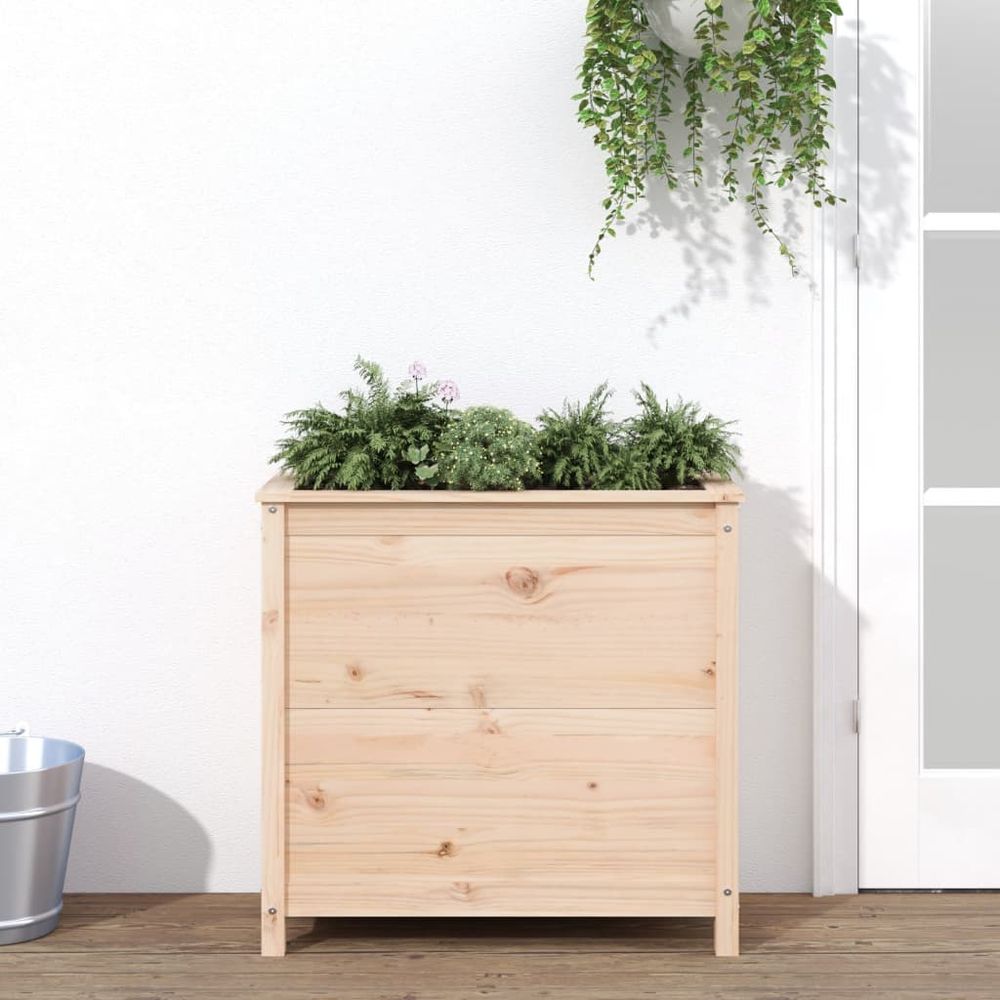 Grand bac à fleurs en pin massif non traité pour jardin terrasse 82,5x40x78 cm