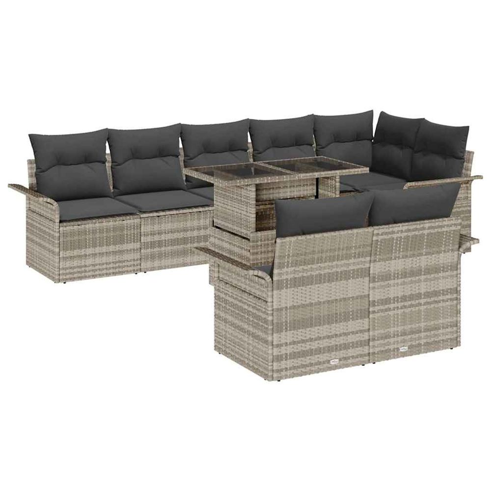 Ensemble de canapé de jardin 9 pc gris clair