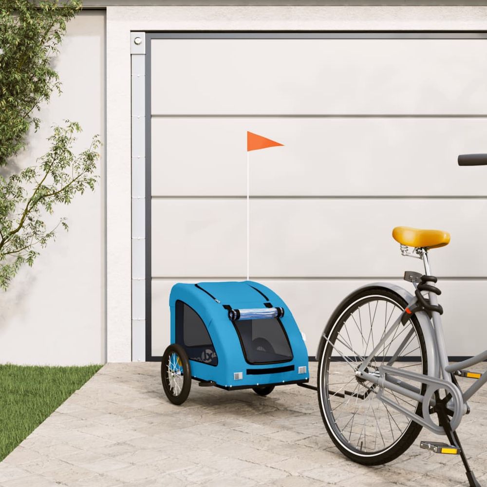 Grand chariot vélo pour chien tissu oxford transport xl 45kg bleu