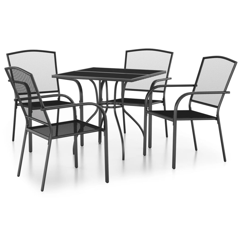 Ensemble à manger de jardin 5 pcs anthracite acier