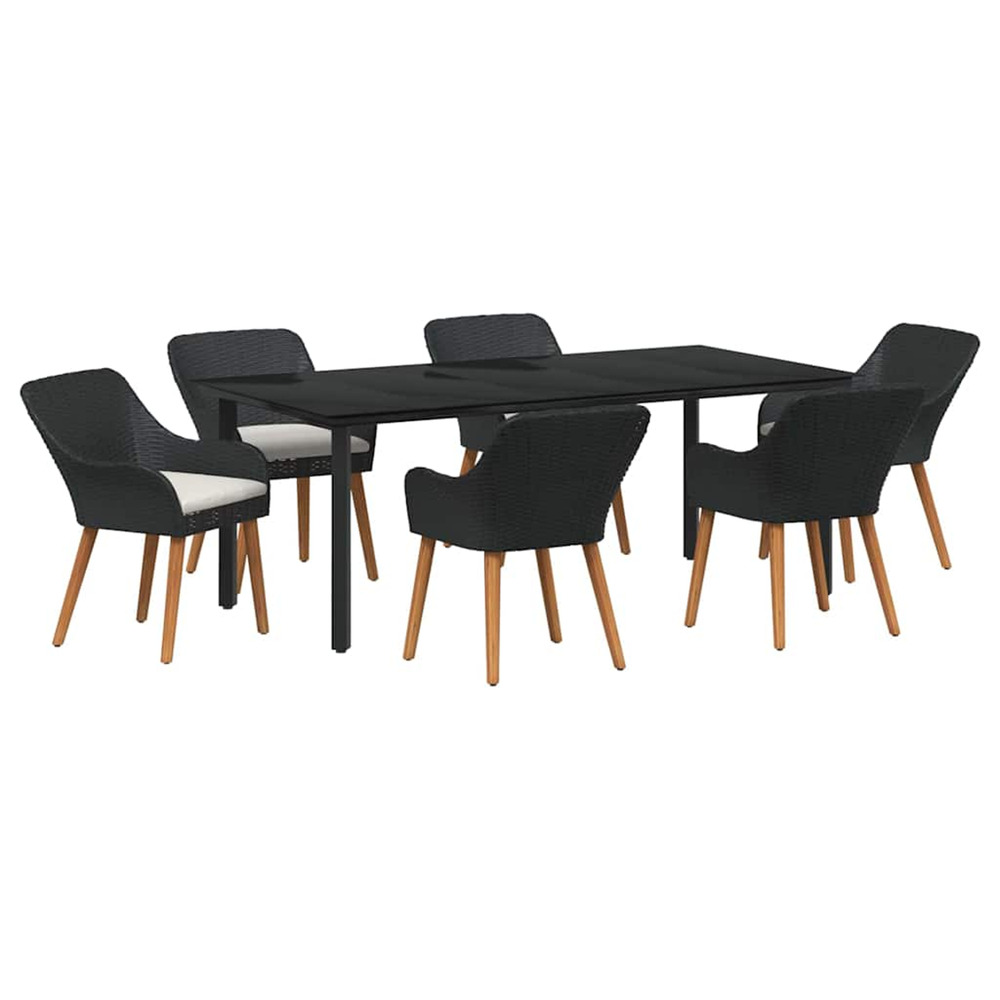 Ensemble de salle à manger pour jardin 7 pcs noir polyrotin