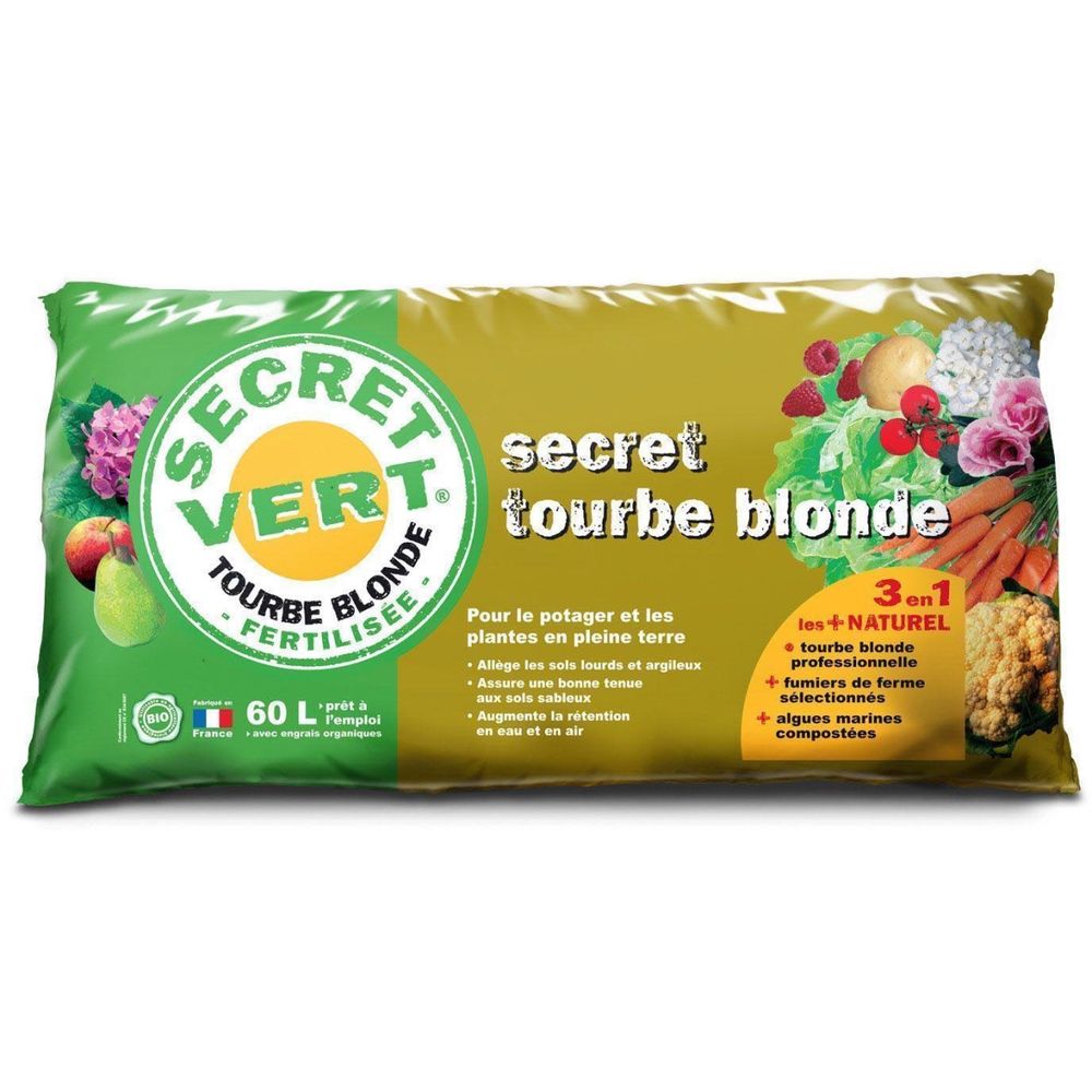 Tourbe Blonde Fine 3L - PH Bas Pour Plantes Acides, Potager Et Pelouse - Origine Européenne