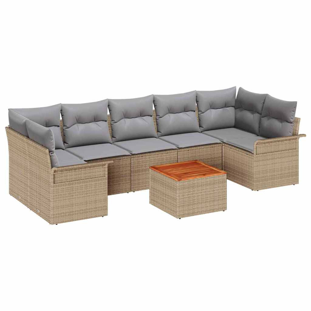 Ensemble de canapé de jardin 8 pcs beige et gris clair
